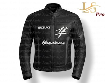 Suzuki Hayabusa Leather Motorbiker Jacket Biker Gear for Men