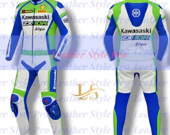 Traje de cuero Kawasaki Traje Kawasaki Zx10R Traje Moto Racing Traje de carreras Kawasaki Zx10R