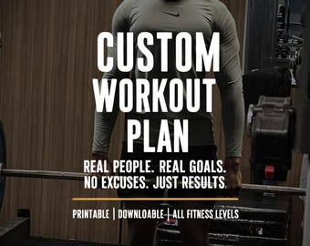 Custom Workout Plan | At-Home or Gym Training Program | All Fitness Levels | Build Muscle & Burn Fat Fast | Printable Downloadable Guide