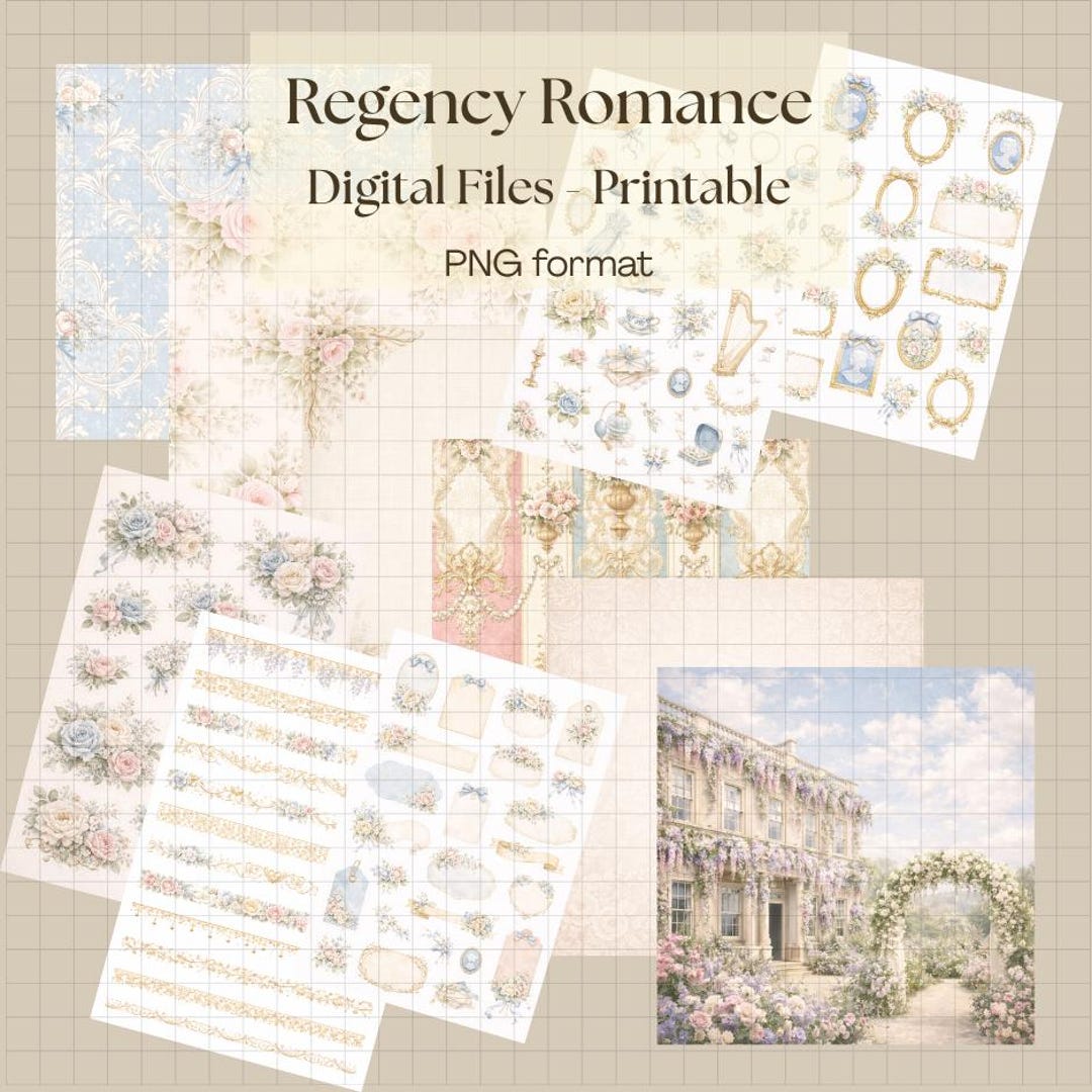 Regency Paper Regency Romance, Scrapbook, Digital Files, Patterns, Journal Kit ...