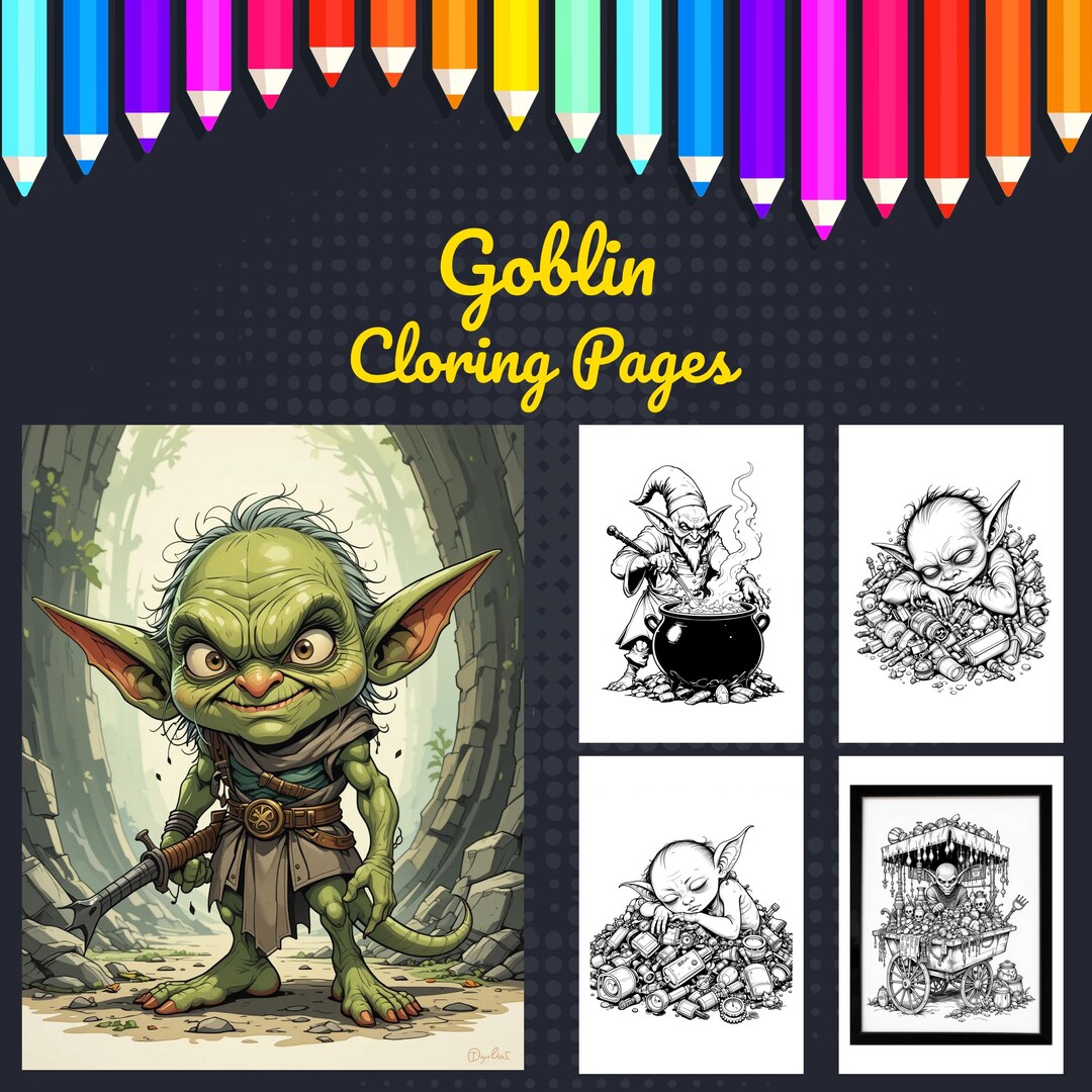 Goblin Coloring Pages, Funny Fantasy Printable Coloring Book for Kids ...