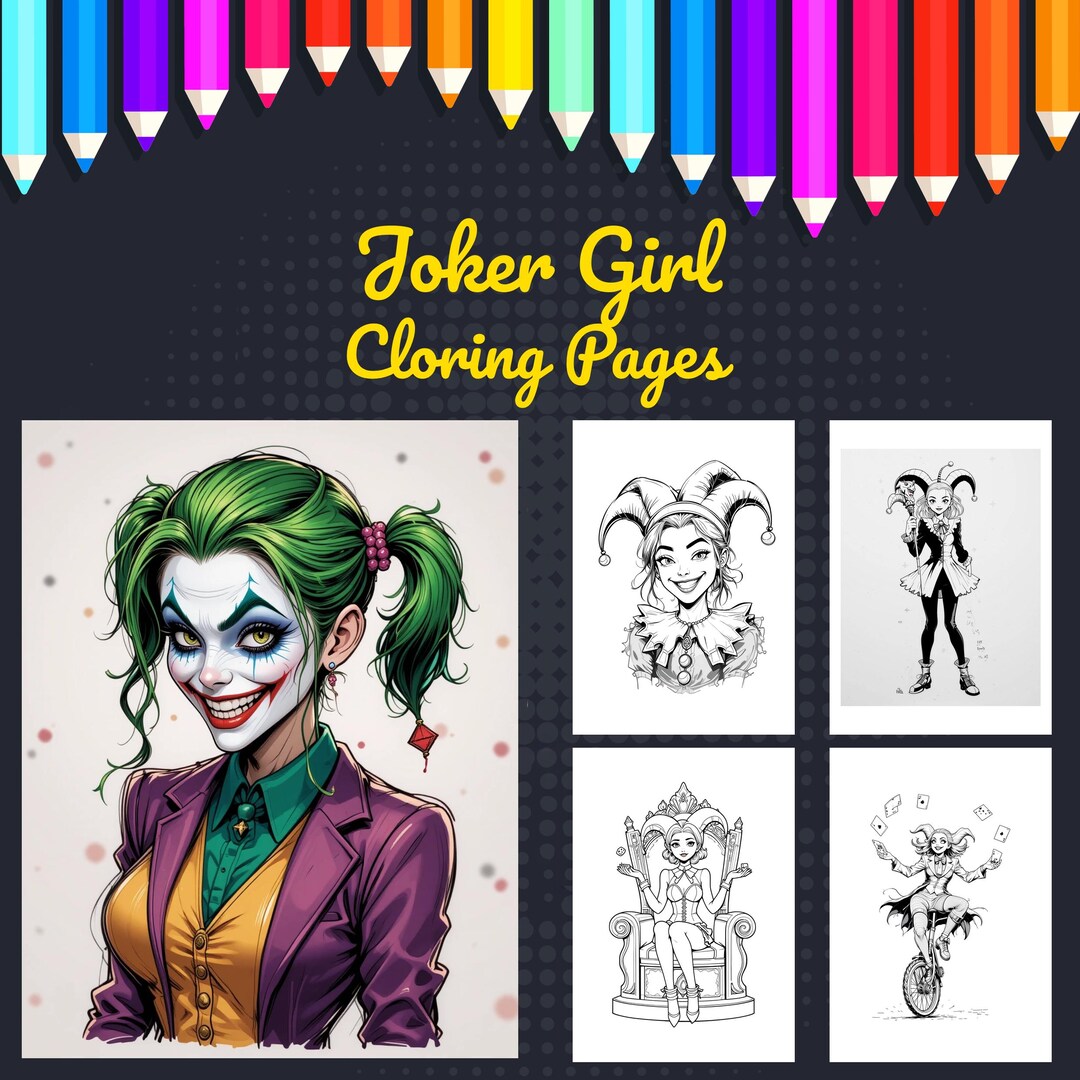 Joker Girl Coloring Pages, Cute & Playful Printable Book for Kids and ...