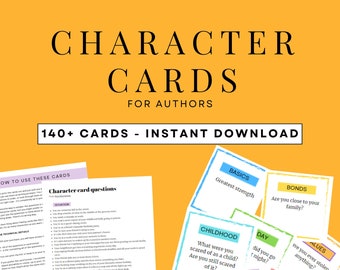 Character Prompt Cards for Writers - book and fictional characters, author tool, instant download PDF