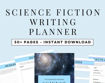 Science Fiction Writing Planner for authors – guided writing journal, book writing, for novel writers, instant download PDF