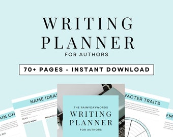 Writing planner for authors – guided writing journal, book writing, for novel writers, instant download PDF