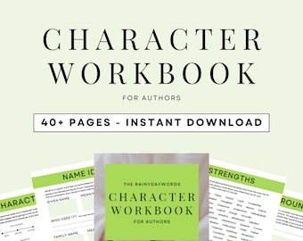 Character workbook for authors - book characters, fictional characters in novels, instant download PDF
