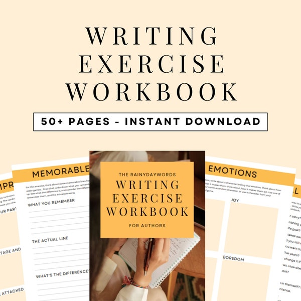 Writing Exercise Workbook for Authors - writing planner, book writer, novel writing, instant download PDF