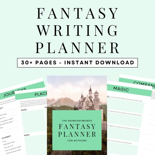 Fantasy Writing Planner for authors – guided writing journal, book writing, for novel writers, instant download PDF