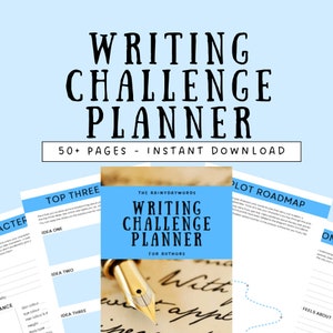 Writing challenge planner, for novel authors, writer workbook, instant download printable, all genres romance fantasy science fiction
