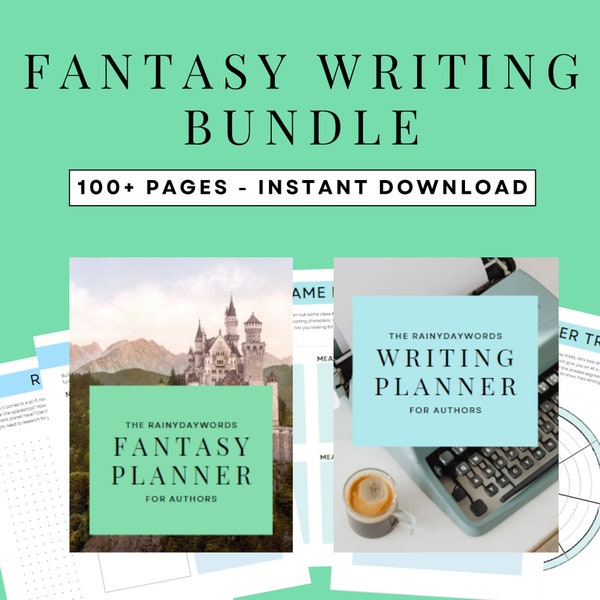 Fantasy Writing Bundle for authors – guided writing journal, book writing, for novel writers, instant download PDF