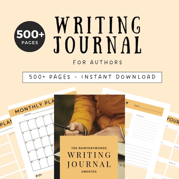 Writing Journal for novel writers - diary for authors, undated, instant digital download, printable or use on tablet, Scribe, reMarkable