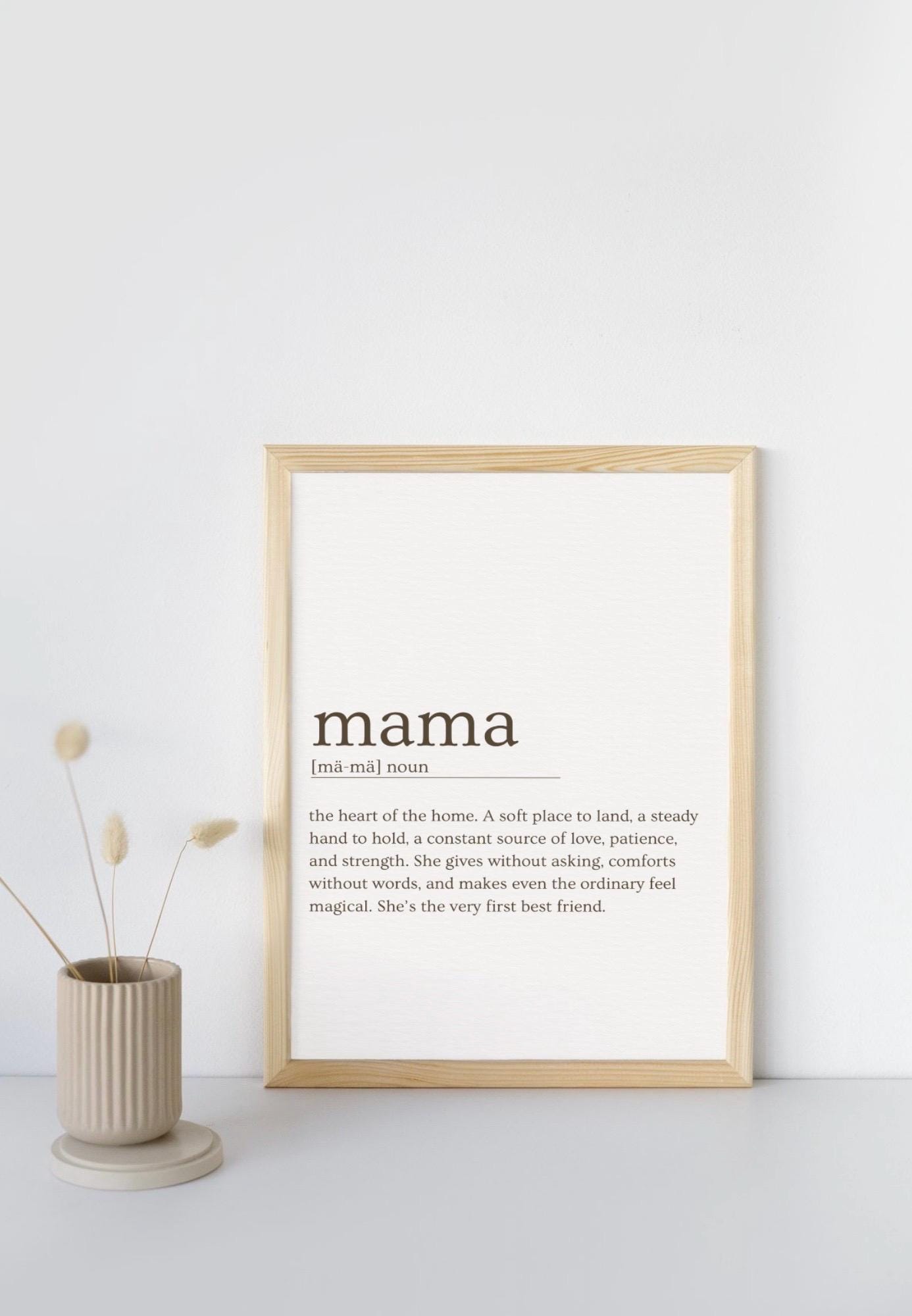 Mama Definition Wandkunst - Minimalistischer Muttertag zum ausdrucken | Neutrales Kinderzimmer oder Wohnkultur | Sofortiger Download PNG | Geschenk zum Muttertag