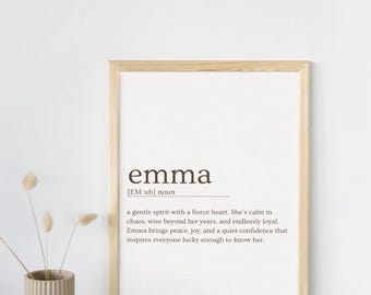 Emma Name Definition druckbare Kunst | Minimalistisches Kinderzimmer Dekor | Sofortdownload | Baby Mädchen Kinderzimmer
