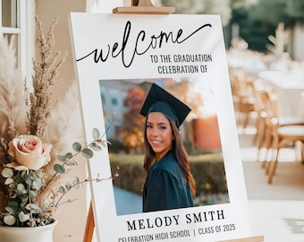 Cartello di benvenuto per la laurea, decorazioni per feste di laurea, cartello di benvenuto per la laurea modificabile, cartello di laurea minimalista stampabile, download immediato