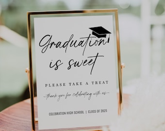 Graduation Dessert Table Sign, Printable Graduation Treat Table Sign, Editable Graduation Sign Template, Instant Download, Templett, MELODY
