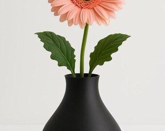 Jarrón 3D negro: escultura geométrica, decoración moderna para el hogar