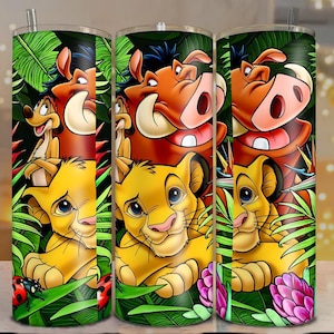 Simba Jungle degital design 20oz tumbler wrap sublimation jpg print.