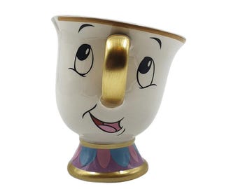 Genuine 3D Disney Beauty & The Beast Cartoon Chip Tea Cup-Sculpted Ceramic Coffee Mug-8 Ounces