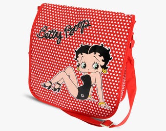 Betty Boop Messenger Bag– Red Polka Dot Shoulder  Cross Body Bag for Women & Girls-Gift