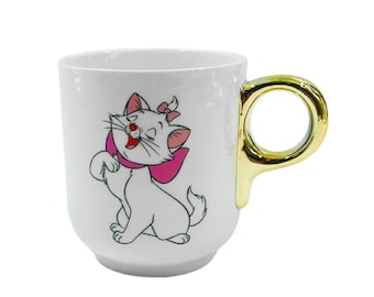 Disney Aristocats Marie Mug-8oz Ceramic Glossy Coffee Cup with Gold Handle-Gift