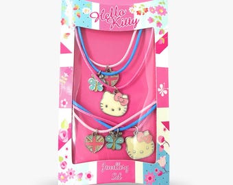 Hello Kitty Blossom Necklace & Bracelet Jewelry Set-Kids Charm Gift -Christmas  Birthday.