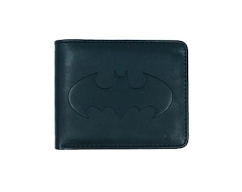 Genuine DC Comic Batman Wallet -Black Debossed Log- Bifold Slim Unisex Purse for Men and Women-5.91 x 3.94 x 1.97 Inches