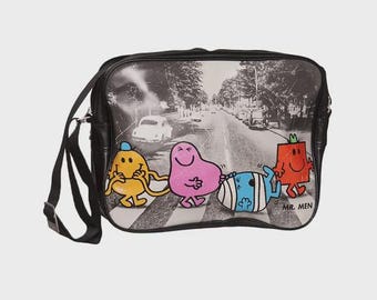 Mr. Men Messenger Bag-PU Leather Shoulder Bag, Crossbody for Girls & Boys Gift