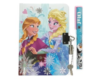 Disney Frozen Notebook & Pen Set-A5 6x9 inches Thick Diary Gift-Lock Key
