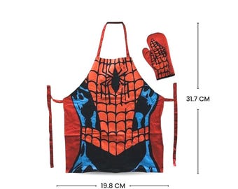 Marvel Spiderman Torso Apron & Gloves Set | Superhero Kitchen Polyester Smock-Gift Essential