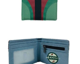 Star Wars Boba Fett Wallet for Men – Slim Bifold Purse with Card Slots, ID Window, Coin Pocket-Birthday Gift
