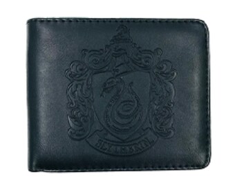 Harry Potter Embossed Slytherin PU Wallet-Bifold Unisex Compact Purse-Travel Friendly