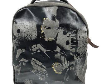 Marvel Iron Man Backpack for Boys  Kids – Canvas School Bag Rugged Grey & Black-School Rucksack Travel Bag-Gift.