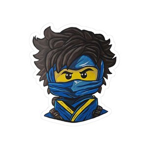 Adesivi con personaggio Ninja Boy blu, tagliati a bacio - Perfetti per computer portatili, bottiglie d'acqua, attrezzatura da gioco, bomboniere, decorazioni per bambini