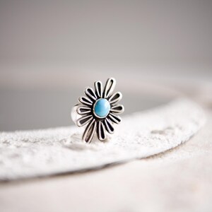 Turquoise Statement Ring – Handmade Sterling Silver Boho Ring for Women – Large Turquoise Jewelry – Bohemian Southwestern Style