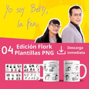 Betty la fea edición flork para sublimación 11oz - Set de 4 imágenes en 2K PNG - Descarga inmediata