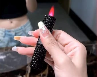 All Black Diamonds Cigarette Torch Lighter Pink Flame