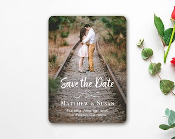 Save the Date Custom Photo Magnets, Photo Strip Magnet, Personalized Announcement Photos, Custom Wedding Magnet Invitations, Wedding Favors