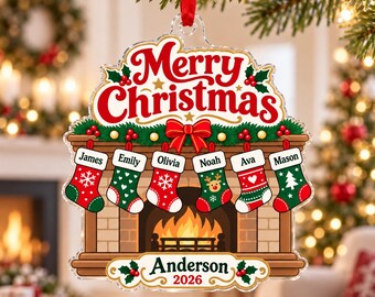 Personalized Family Christmas Ornament with Names, Custom Acrylic Stocking Ornament, Family Keepsake Gift 2026