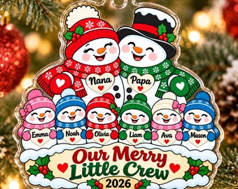 Personalized Grandkids Acrylic Ornament, Custom Grandma Grandpa Christmas Gift, Grandchildren Names Family Keepsake