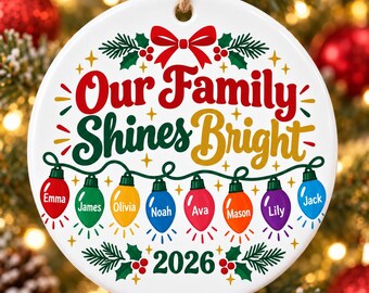 Personalized Family Ornament with Names, Family Christmas Ornament 2026, Custom Ceramic Family Keepsake