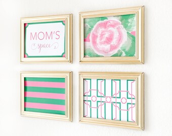 5 x 7 Stripes Modern Trendy Inspirational Wall Art Pink Green Digital Print
