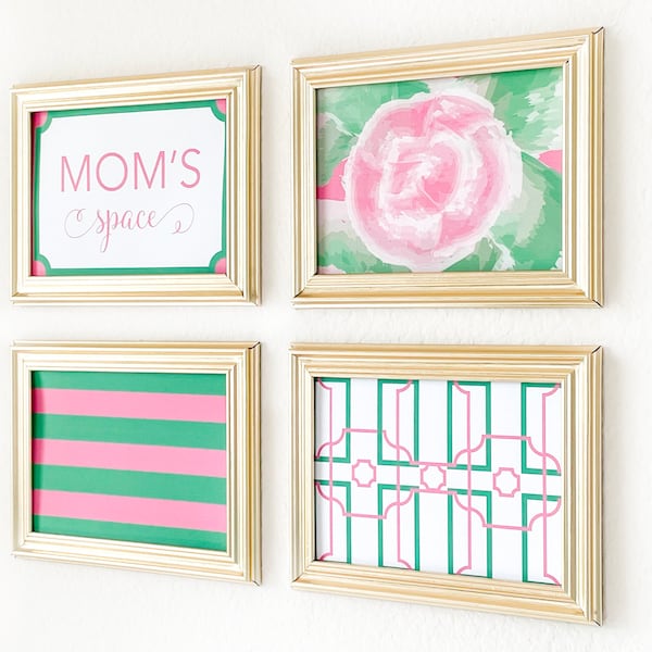 5 x 7 Stripes Modern Trendy Inspirational Wall Art Pink Green Digital Print