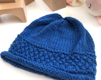 Secret Message Organic Knit Baby Hat - Blueberry Frosting