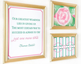 5 x 7 Pink & Green Geometric Pattern Modern Trendy Inspirational Encouraging Wall Art Digital Print