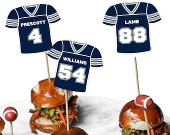 Dallas Cowboys Jersey Cupcake Toppers: 24 Player Designs (Ready to Print)