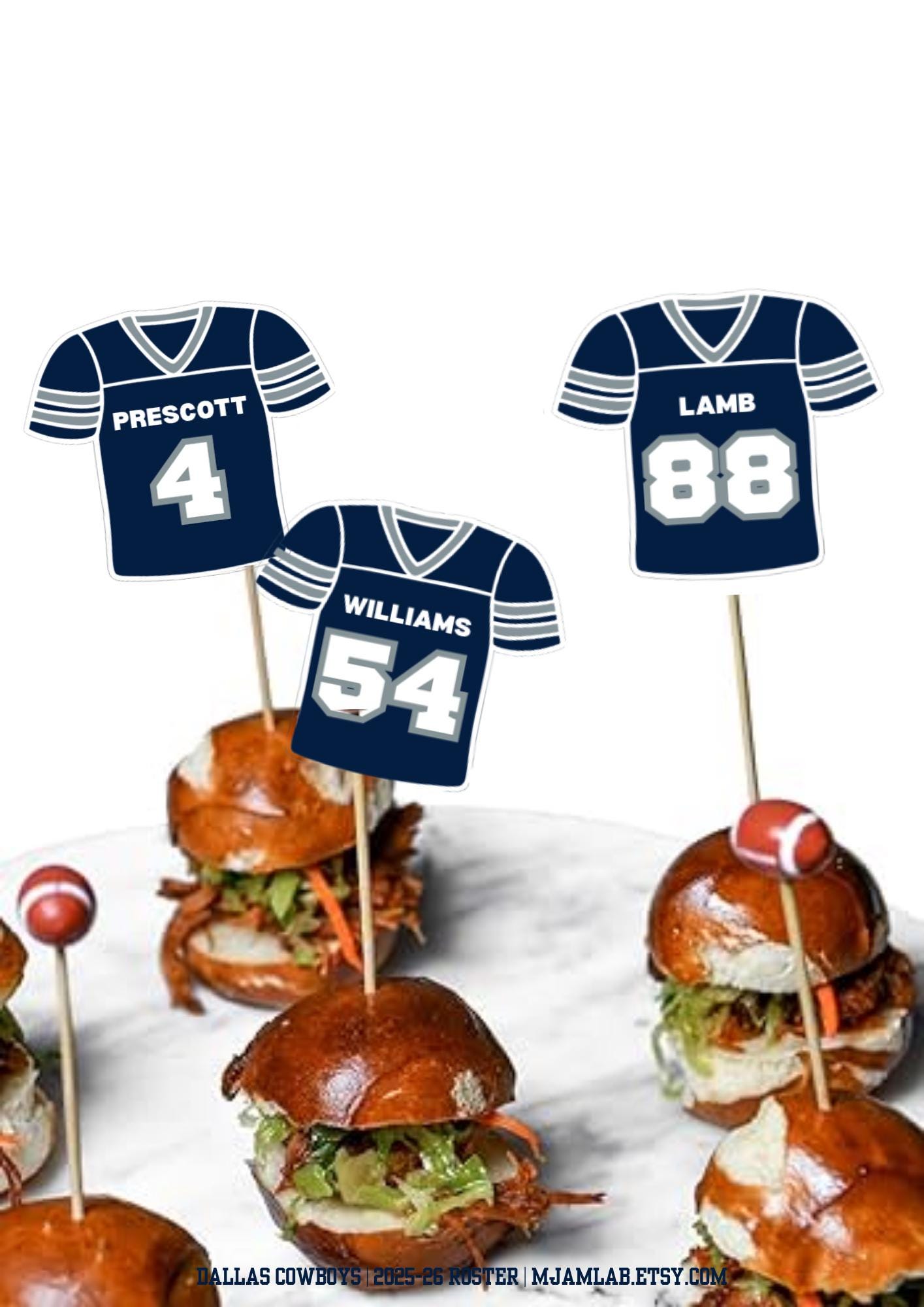 12 Dallas Football Edible Images – Cupcake & Cookie Toppers, Pre-Cut, Choose Size, Wafer Paper