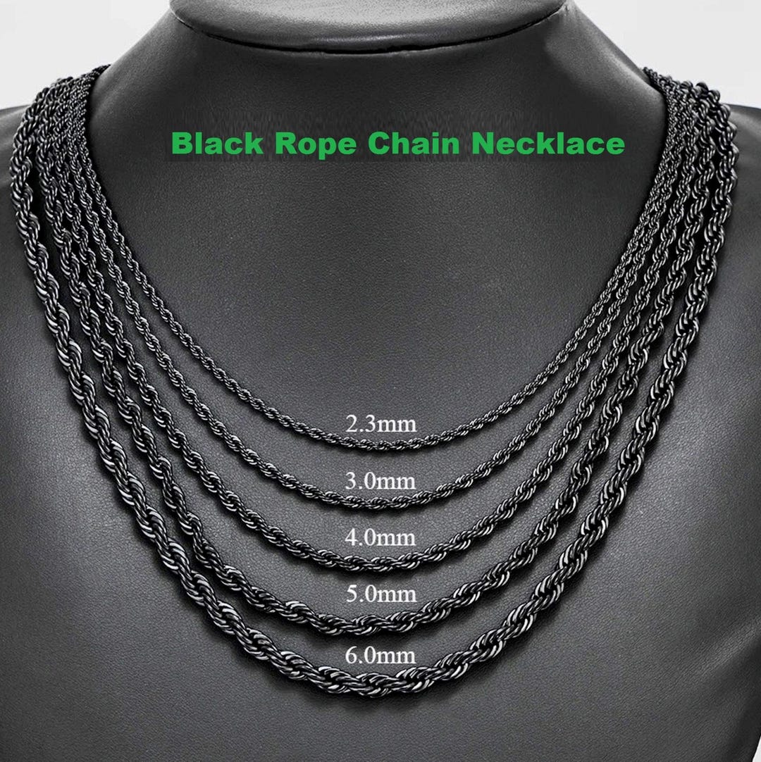 Black Chain Necklace: Paperclip, Herringbone, Viking, Figaro, Braided ...