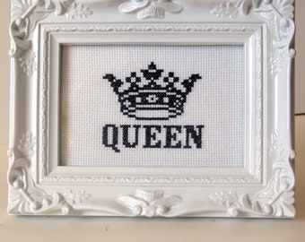 Queen Completed Cross Stitch in Frame 7.75x6 Gay Interest