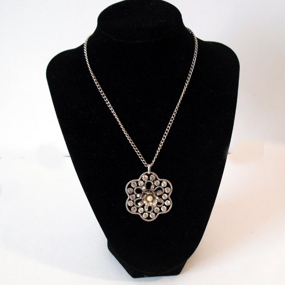 Rhinestone Necklace Purple Flower Rhinestones Gold Flower