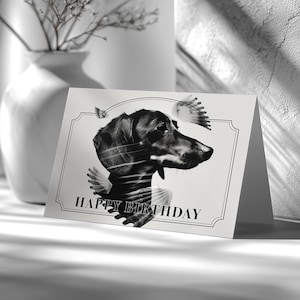 Aanpasbare teckelwenskaart, tekstkaartje zomerhond, gepersonaliseerd cadeau, golfkunst schelp, envelopsjabloon